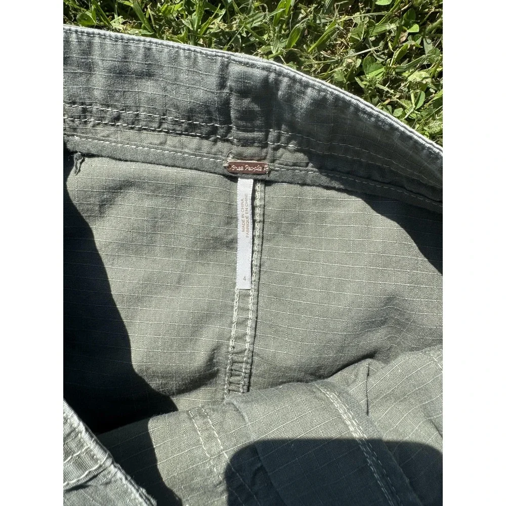 Free People Skirt Womens 4 Green Cargo Mini Zip Front Pockets Cotton Twill